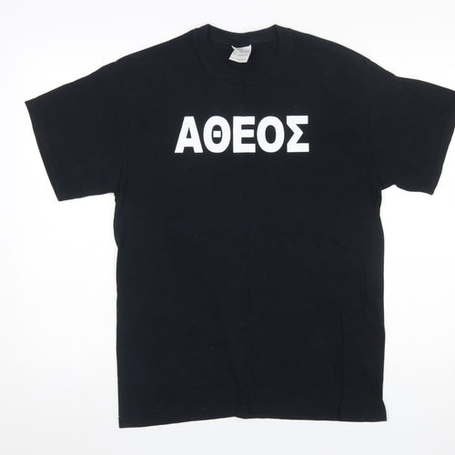 Gildan Men's Black Heavy Cotton Graphic T-Shirt Medium Funny Greek Print