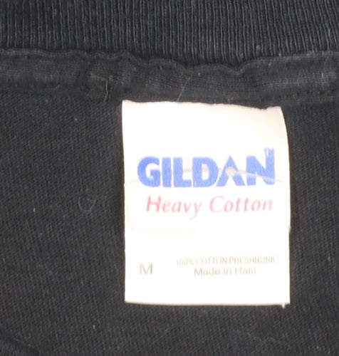 Gildan Men's Black Heavy Cotton Graphic T-Shirt Medium Funny Greek Print