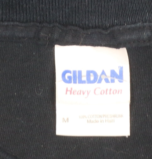 Gildan Men's Black Heavy Cotton Graphic T-Shirt Medium Funny Greek Print
