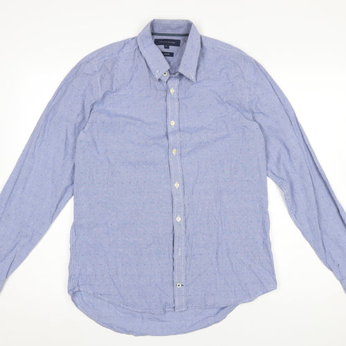Tommy Hilfiger Men's Blue Slim Fit Button-Down Long Sleeve Shirt M