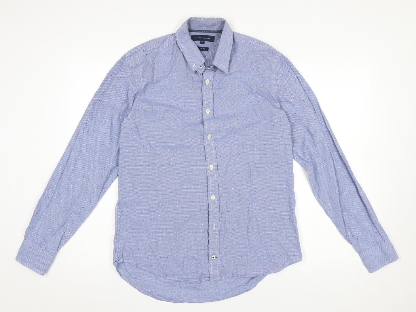 Tommy Hilfiger Men's Blue Slim Fit Button-Down Long Sleeve Shirt M