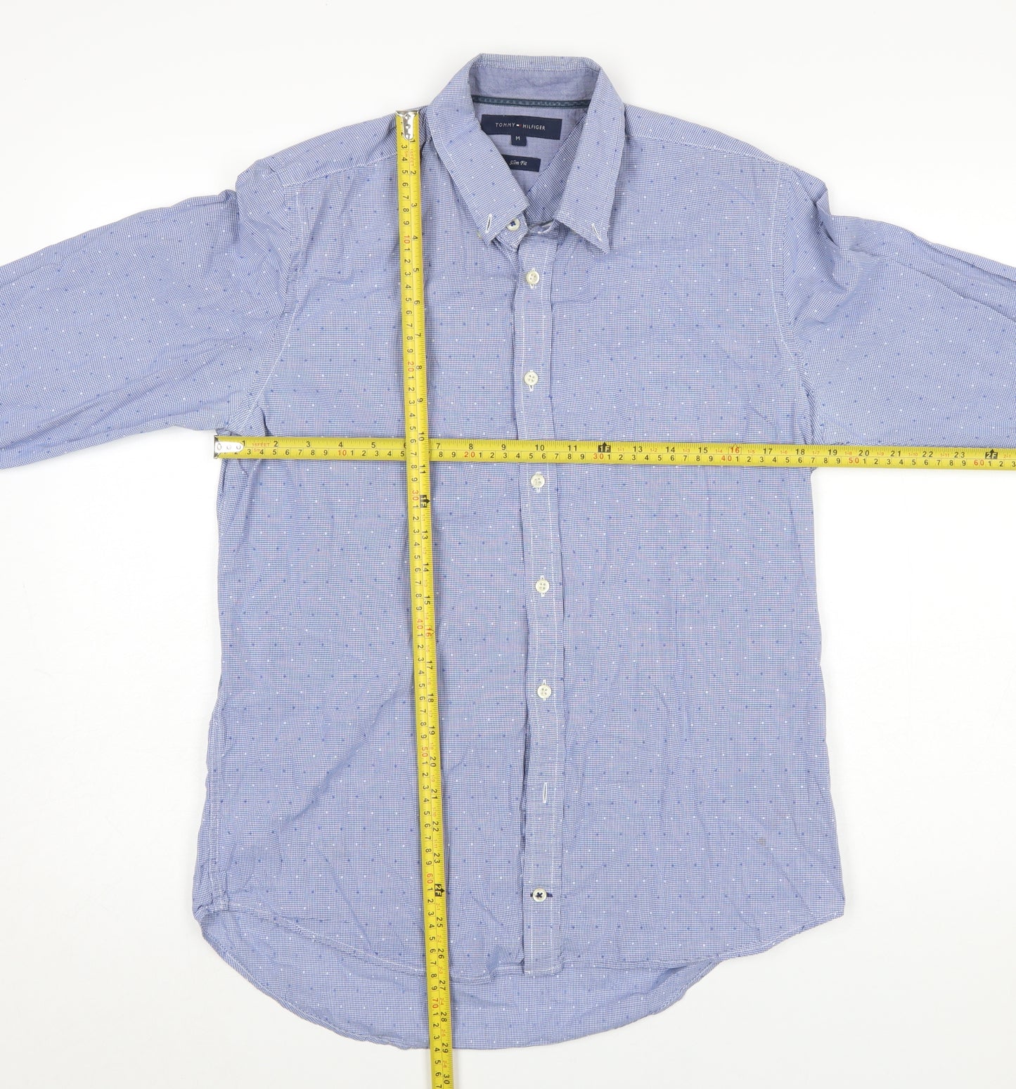 Tommy Hilfiger Men's Blue Slim Fit Button-Down Long Sleeve Shirt M