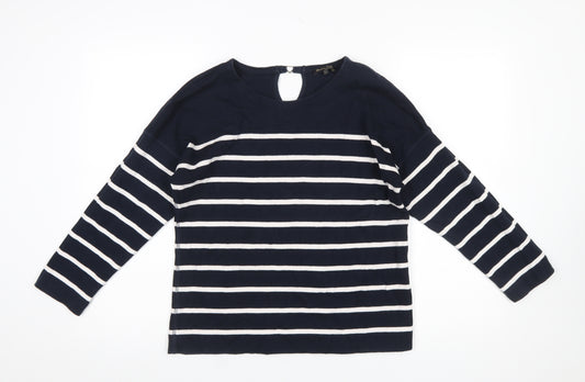 Massimo Dutti Women’s Blue Striped Long Sleeve Cotton T-Shirt Size 10