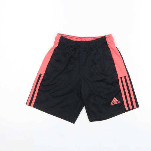 Adidas Boys Black and Pink 9-10 Years Athletic Shorts Lightweight