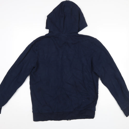 Jack & Jones Men's Blue Full Zip Hoodie M Logo Cotton Blend