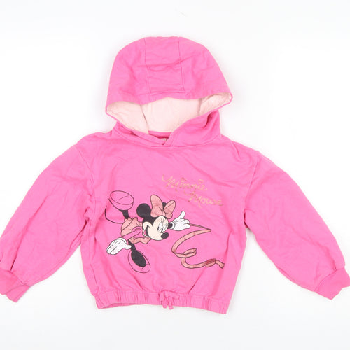 Disney Girls Pink Minnie Mouse Pullover Hoodie 5-6 Years