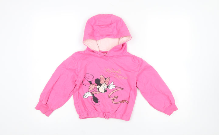 Disney Girls Pink Minnie Mouse Pullover Hoodie 5-6 Years