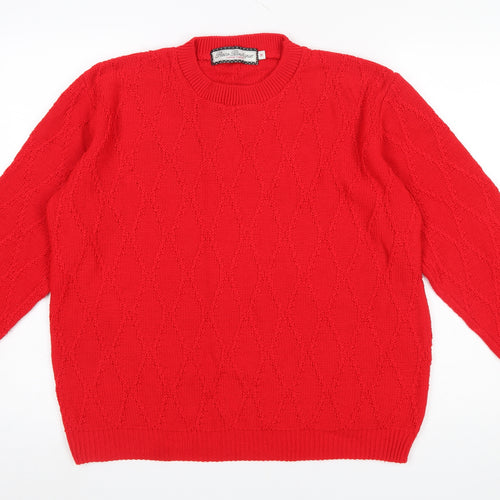 Paco Boutique Women's Red Acrylic Crew Neck Long Sleeve Jumper Size 14