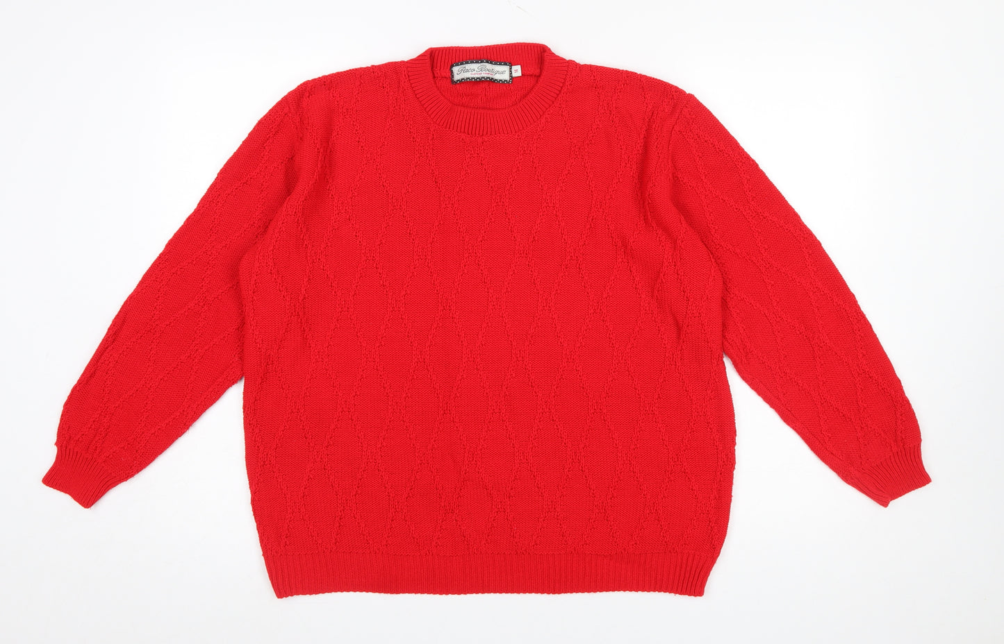 Paco Boutique Women's Red Acrylic Crew Neck Long Sleeve Jumper Size 14