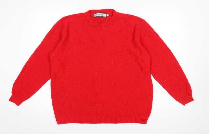 Paco Boutique Women's Red Acrylic Crew Neck Long Sleeve Jumper Size 14