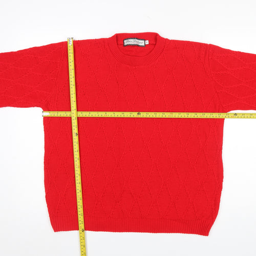 Paco Boutique Women's Red Acrylic Crew Neck Long Sleeve Jumper Size 14