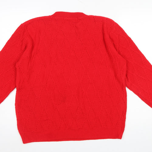 Paco Boutique Women's Red Acrylic Crew Neck Long Sleeve Jumper Size 14