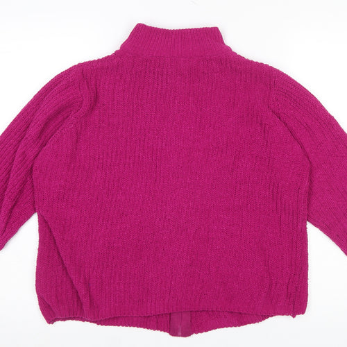 Isle Women's Fuchsia Full Zip Cable-Knit Cardigan Size 14-16
