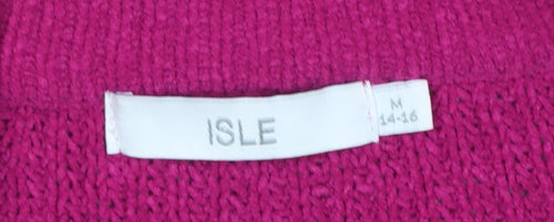 Isle Women's Fuchsia Full Zip Cable-Knit Cardigan Size 14-16