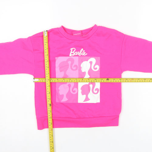 Primark Girls Barbie Pink Graphic Print Fleece Sweatshirt 6-7 Years