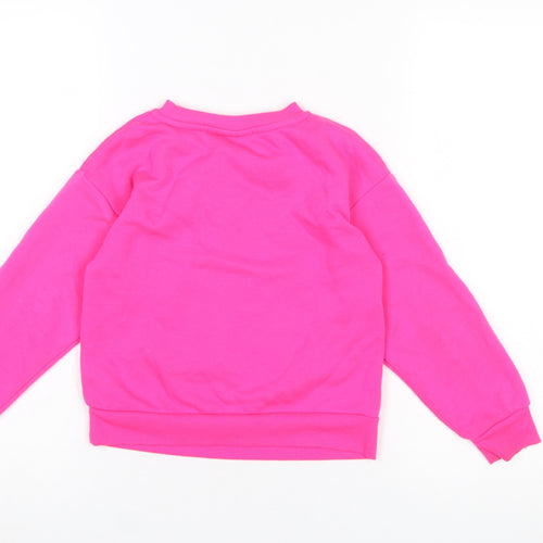 Primark Girls Barbie Pink Graphic Print Fleece Sweatshirt 6-7 Years