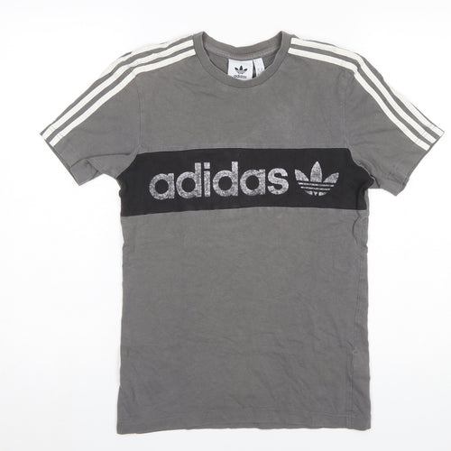 adidas Men's Grey XS Short Sleeve Sports Logo T-Shirt