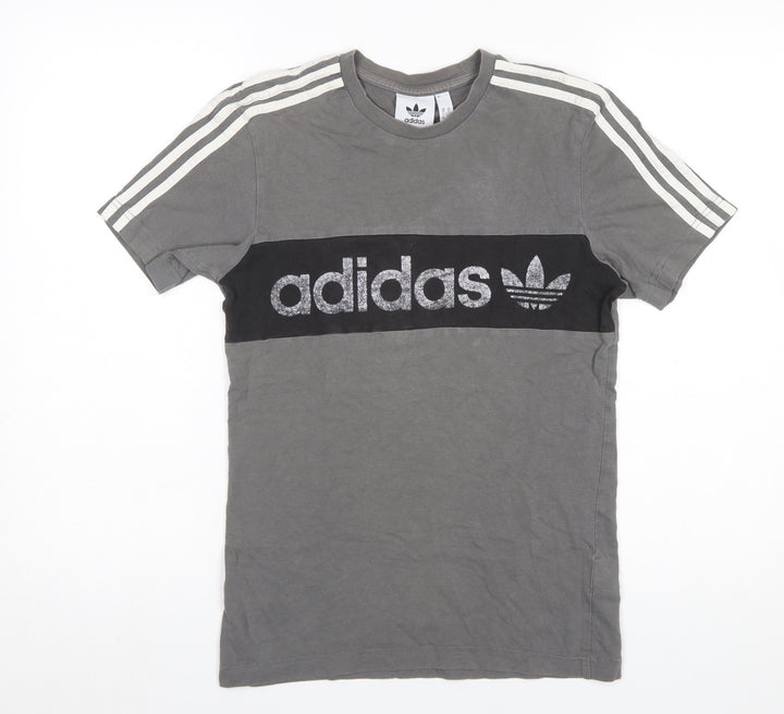 adidas Men's Grey XS Short Sleeve Sports Logo T-Shirt