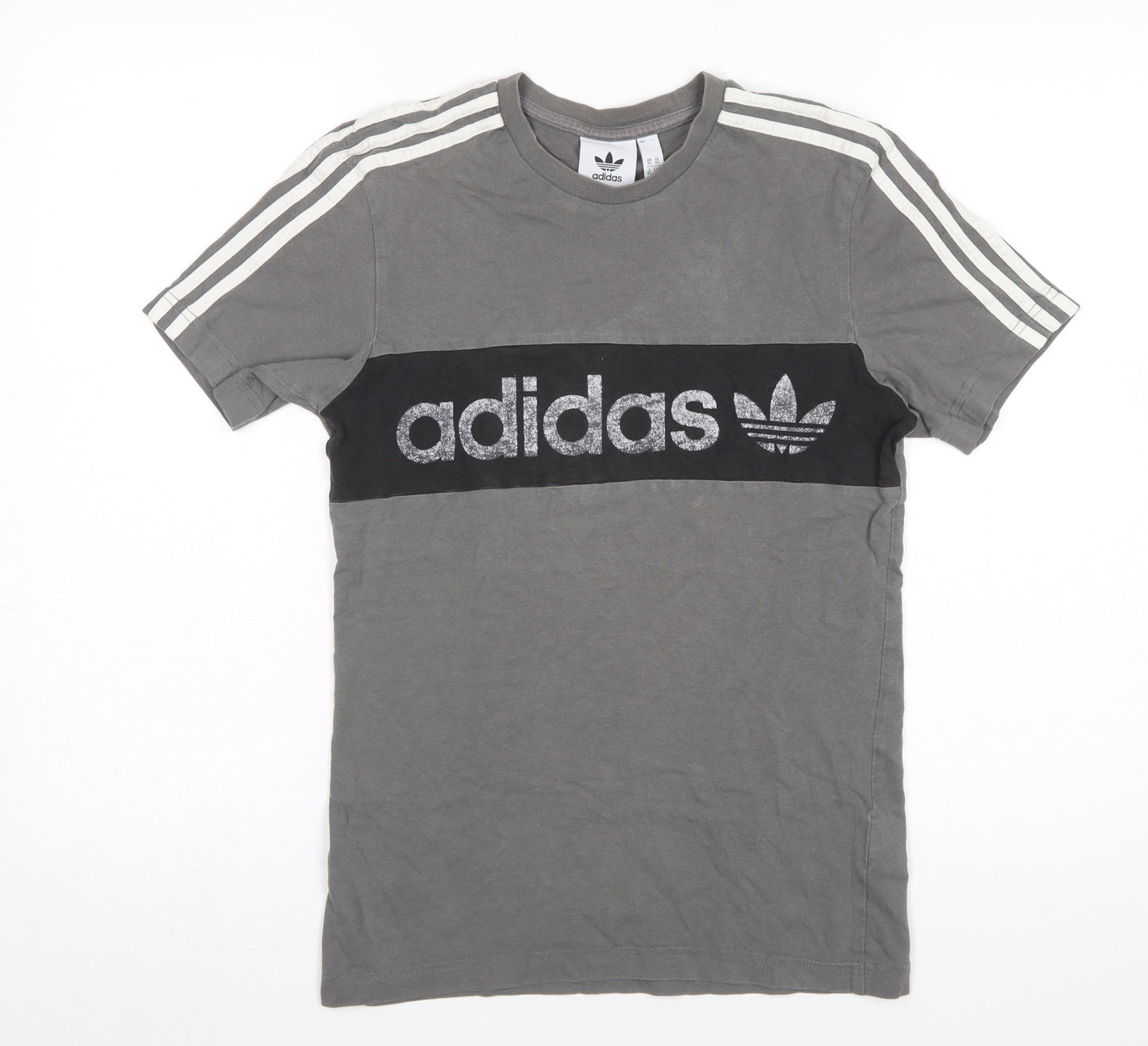 adidas Men's Grey XS Short Sleeve Sports Logo T-Shirt