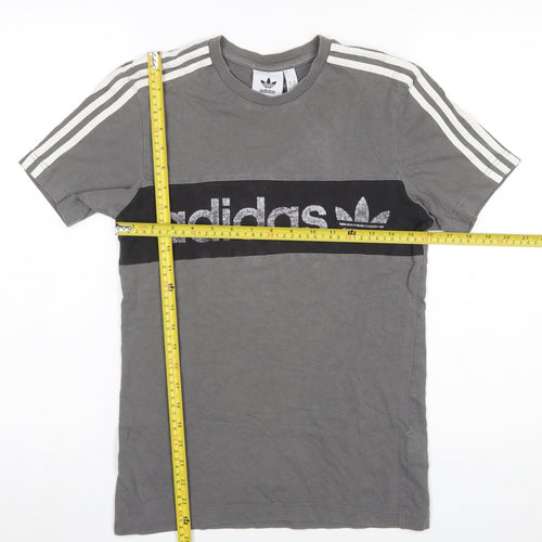 adidas Men's Grey XS Short Sleeve Sports Logo T-Shirt