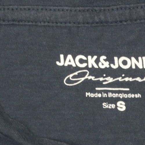 Jack & Jones Men's Blue Butterfly Logo Crew Neck T-Shirt Size S