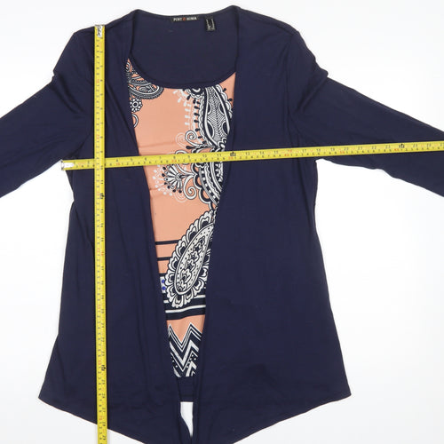 Punt Roma Women's Blue Paisley Tunic Blouse Size S 3/4 Sleeve