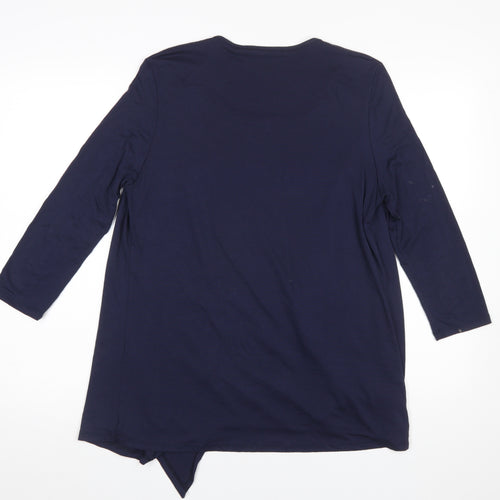 Punt Roma Women's Blue Paisley Tunic Blouse Size S 3/4 Sleeve