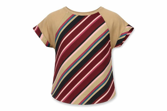Front view of Next Women’s Multicoloured Striped Jersey T-Shirt UK 12