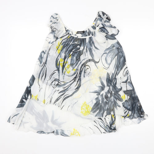 Paris LA Women’s Multicoloured Floral Chiffon Ruffle Blouse M