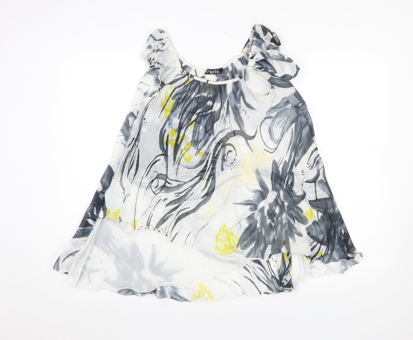 Paris LA Women’s Multicoloured Floral Chiffon Ruffle Blouse M