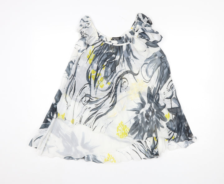 Paris LA Women’s Multicoloured Floral Chiffon Ruffle Blouse M
