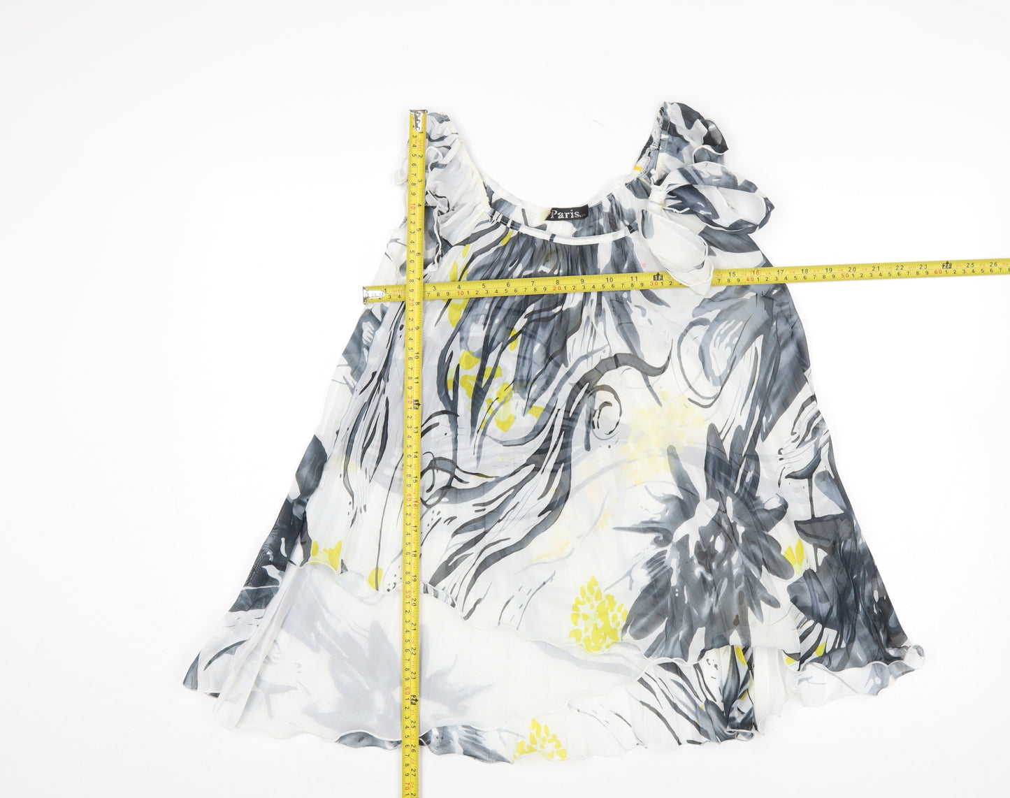 Paris LA Women’s Multicoloured Floral Chiffon Ruffle Blouse M