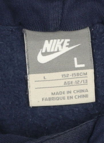 Nike Boys Navy & Red Pullover Hoodie Age 12-13 L Cotton Blend Athletic Sweatshirt
