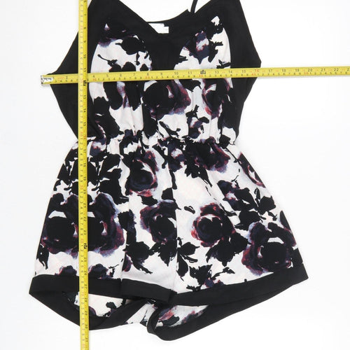 Oh My Love London Women's Black Floral Playsuit Size S Strappy Romper