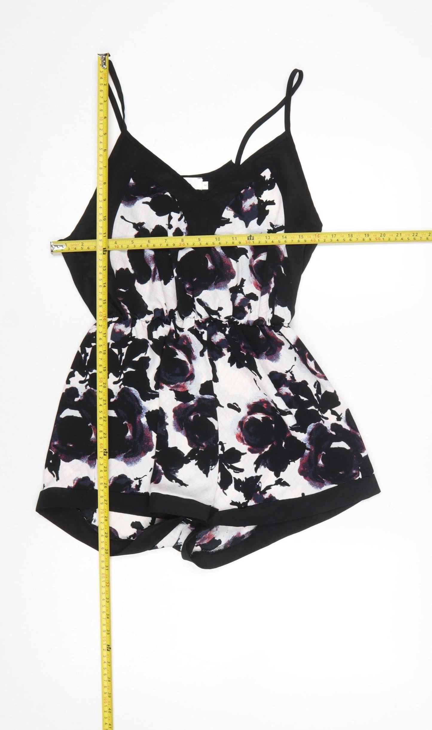 Oh My Love London Women's Black Floral Playsuit Size S Strappy Romper