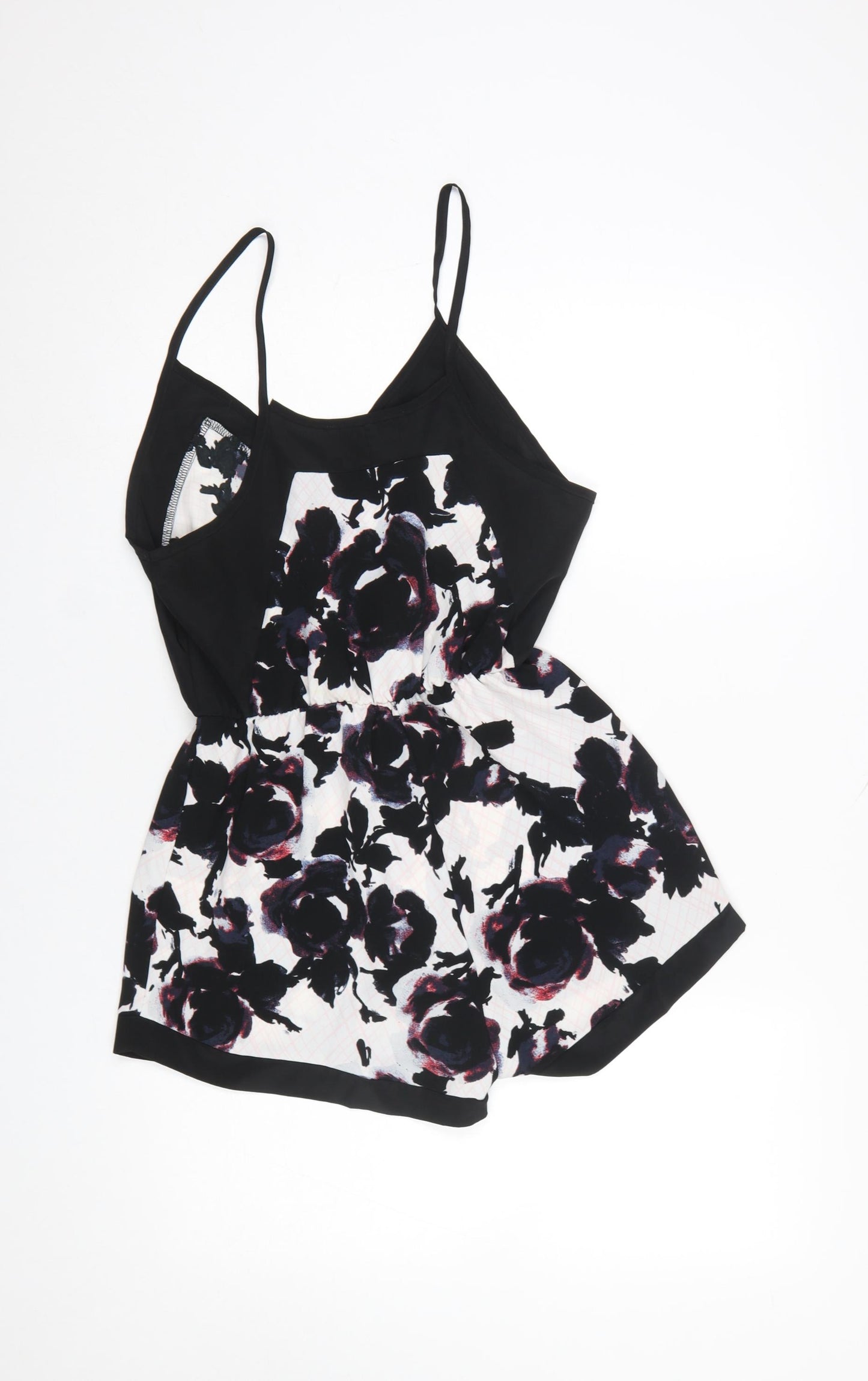 Oh My Love London Women's Black Floral Playsuit Size S Strappy Romper