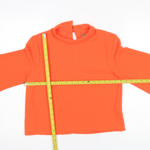 Vero Moda Womens Orange Cropped Blouse Size S High Neck 3/4 Sleeve
