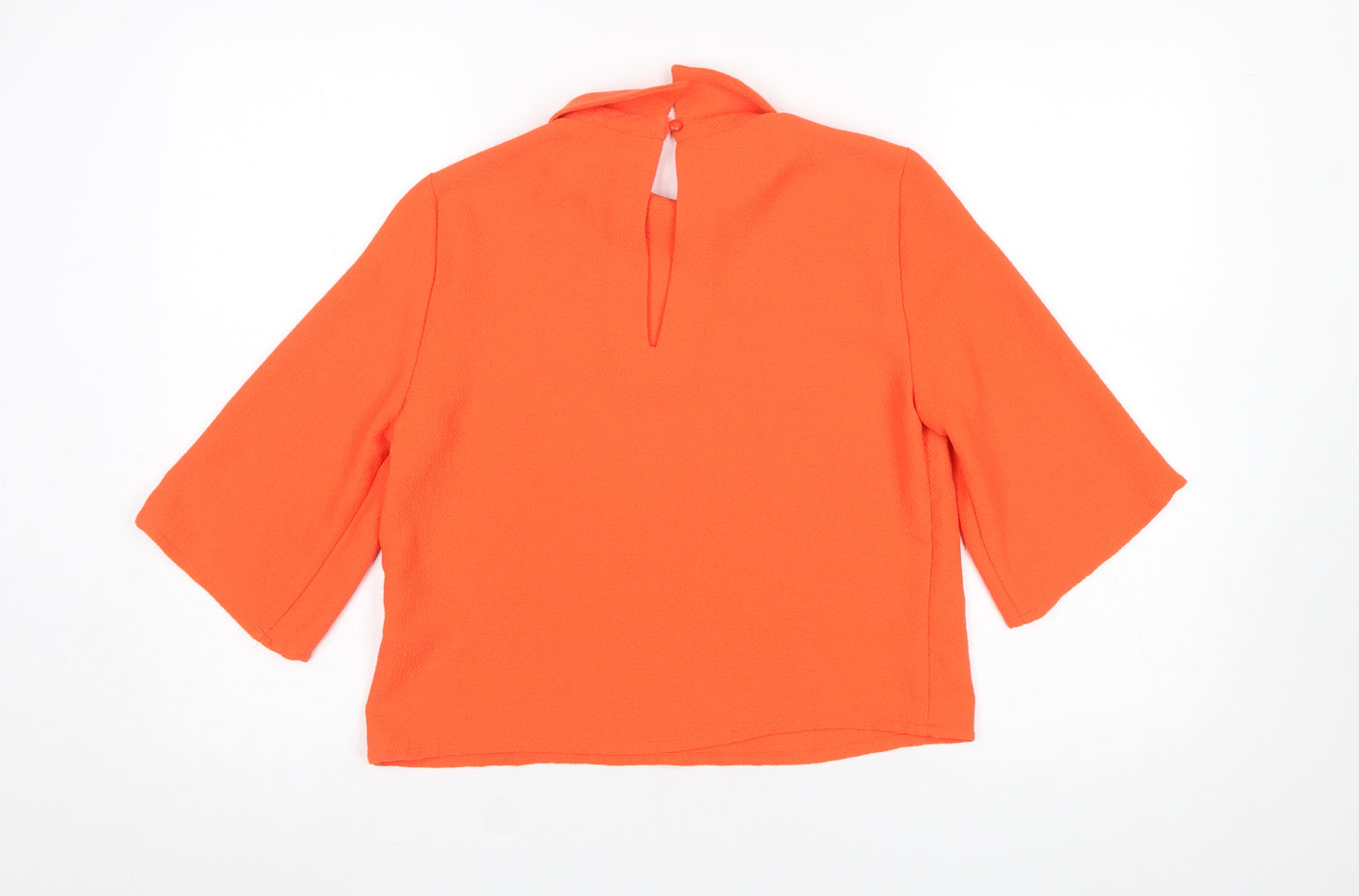 Vero Moda Womens Orange Cropped Blouse Size S High Neck 3/4 Sleeve