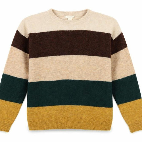 H&M Women’s Multicoloured Striped Chunky Knit Crew Jumper Size 8