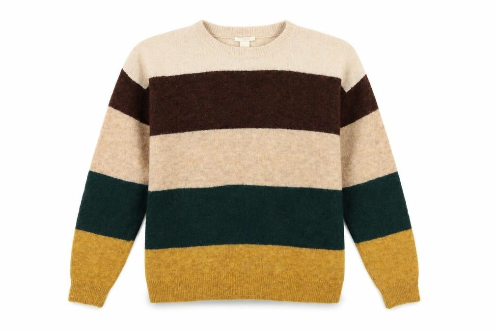 H&M Women’s Multicoloured Striped Chunky Knit Crew Jumper Size 8
