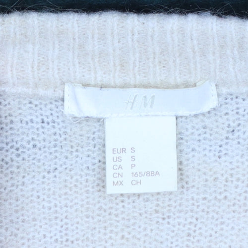 H&M Women’s Multicoloured Striped Chunky Knit Crew Jumper Size 8