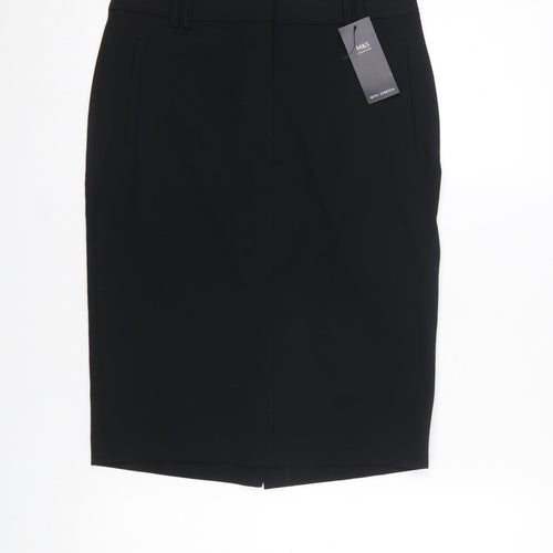 Marks and Spencer Womens Black Size 8 Pencil Stretch Work Skirt