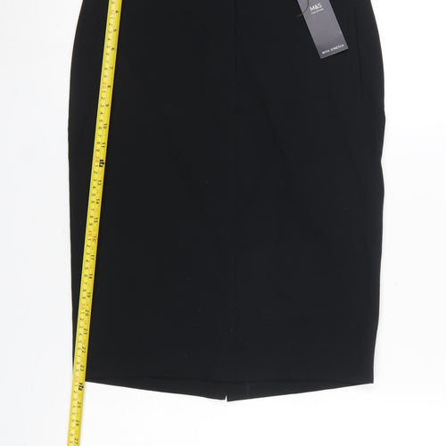 Marks and Spencer Womens Black Size 8 Pencil Stretch Work Skirt