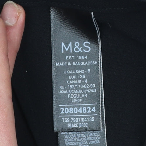 Marks and Spencer Womens Black Size 8 Pencil Stretch Work Skirt
