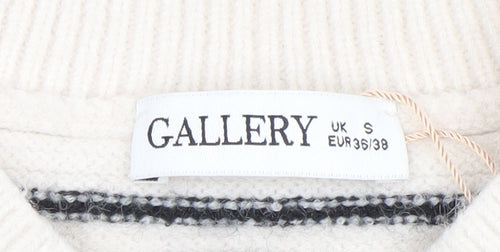 Gallery Women’s Ivory Black Striped Chunky Knit Cardigan Size S