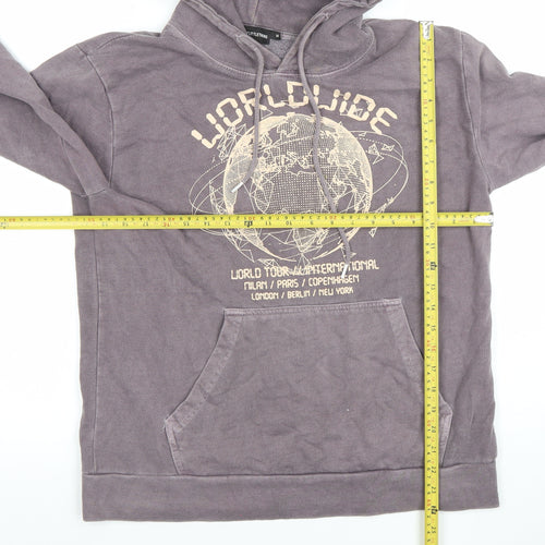PrettyLittleThing Men's Grey Graphic Hoodie M Pullover World Tour