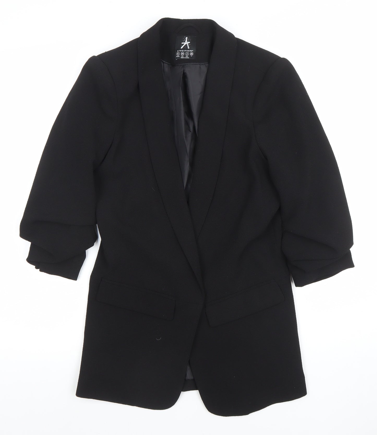 Atmosphere Women Black Size 6 Shawl Lapel Blazer Jacket