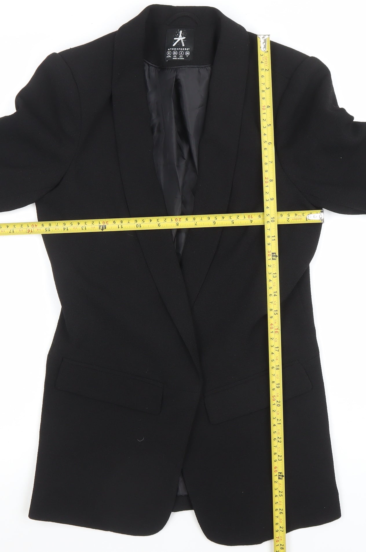 Atmosphere Women Black Size 6 Shawl Lapel Blazer Jacket