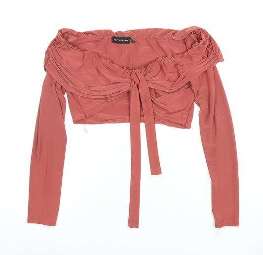 PrettyLittleThing Women’s Brown Off Shoulder Cropped Blouse Size 12