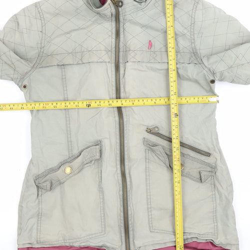 Jack Wills Womens Beige Quilted Mid-Length Outdoor Jacket Size 12